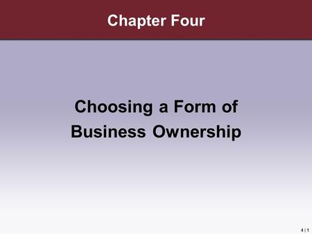 Choosing a Form of Business Ownership