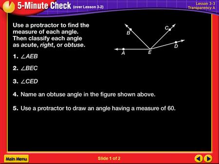 1-1a Slide 1 of 2 (over Lesson 3-2). 1-1b Slide 1 of 2 (over Lesson 3-2)