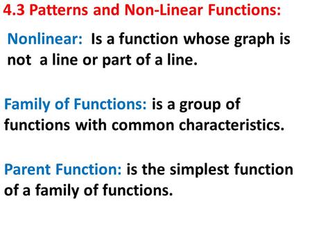 4.3 Patterns and Non-Linear Functions: