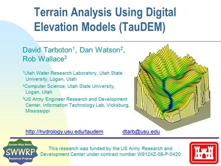 Terrain Analysis Using Digital Elevation Models (TauDEM)