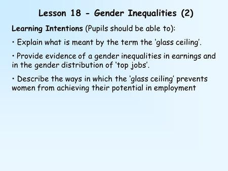 Lesson 18 - Gender Inequalities (2)