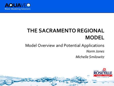 THE SACRAMENTO REGIONAL MODEL Model Overview and Potential Applications Norm Jones Michelle Smilowitz.