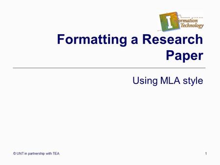 Formatting a Research Paper