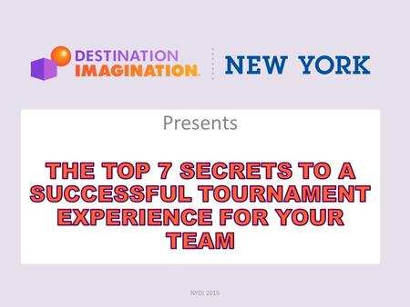 NYDI 2015. NY-DI 2015 Check-in on time – at least 20 minutes before challenge time. Structure (E) teams must check-in their structure 1 hour before challenge.