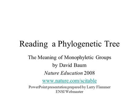 Reading a Phylogenetic Tree