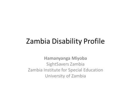 Zambia Disability Profile