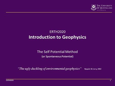 ERTH2020 Introduction to Geophysics