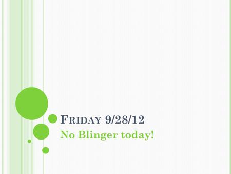 F RIDAY 9/28/12 No Blinger today!. W HAT IS A THESIS STATEMENT ? A road map for the paper; it tells the reader what to expect from the rest of the paper.