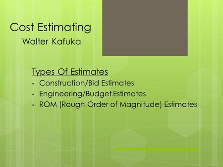 Cost Estimating Walter Kafuka