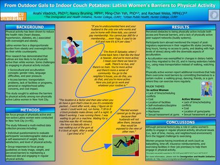 Perceived obstacles to being physically active include both access and financial barriers, and a lack of physically active peer-support networks (buddy.