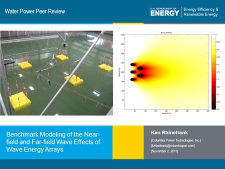 1 | Program Name or Ancillary Texteere.energy.gov Water Power Peer Review Benchmark Modeling of the Near- field and Far-field Wave Effects of Wave Energy.