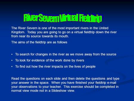 River Severn Virtual Fieldtrip