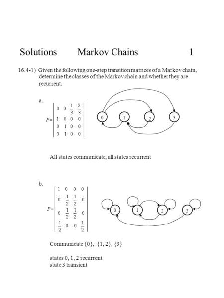 Solutions Markov Chains 1