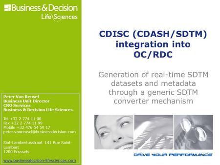 CDISC (CDASH/SDTM) integration into OC/RDC