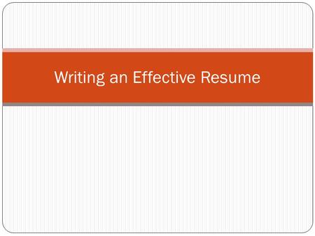 Writing an Effective Resume. There is no official format for a resume. You have the freedom to design yours to meet your personal style. However all resumes.