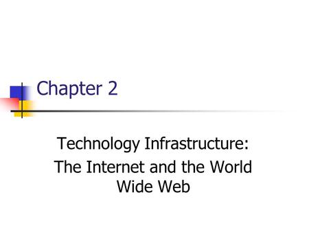 Technology Infrastructure: The Internet and the World Wide Web