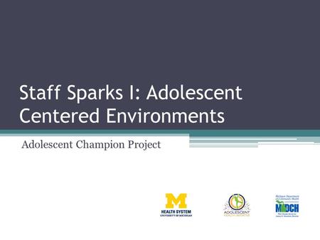 Staff Sparks I: Adolescent Centered Environments Adolescent Champion Project.