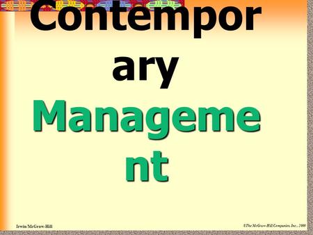 Contemporary Management