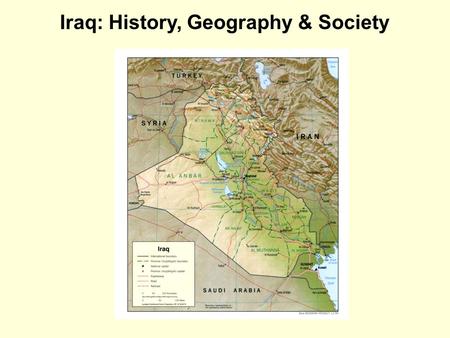 Iraq: History, Geography & Society. Demography Population: about 33 million Ethnic Make-Up: 75% Arabic, 20% Kurdish, and 5% Turkmen Religions: 63% Shia,