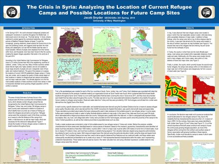 First, a file geodatabase was created for each of the four countries of study: Syria, Jordan, Iraq, and Turkey. Each database was populated with data that.