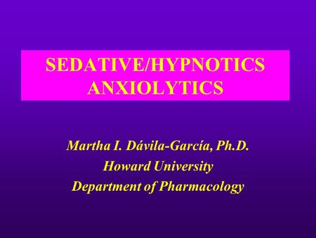 SEDATIVE/HYPNOTICS ANXIOLYTICS