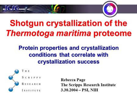 Shotgun crystallization of the Thermotoga maritima proteome Protein properties and crystallization conditions that correlate with crystallization success.