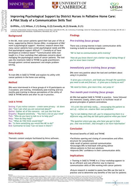 References 1 National Institute for Clinical Excellence (2004) Supportive and Palliative Care Guidance NICE, London.2. Griffiths J, Ewing G, Rogers M (2010)