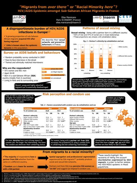 Recent, young and highly educated migrants yet economically disadvantaged. Sexual mixing is high, especially among non-cohabiting relationships. Being.