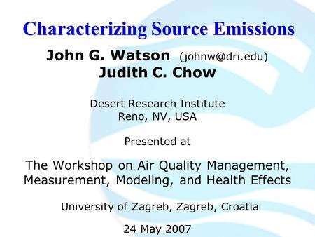 Characterizing Source Emissions