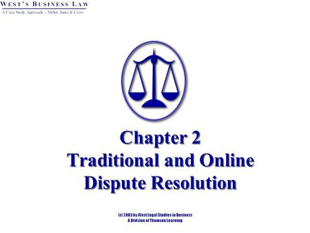 Chapter 2 Traditional and Online Dispute Resolution