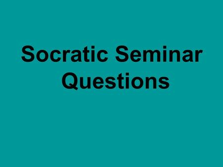 Socratic Seminar Questions. How do you think Cole feels about returning to the Island?