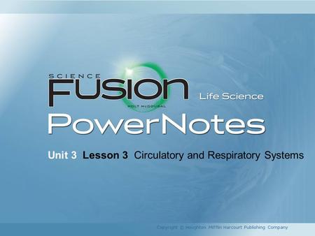 Unit 3 Lesson 3 Circulatory and Respiratory Systems