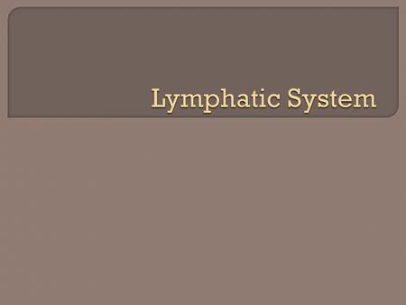 Lymphatic System.