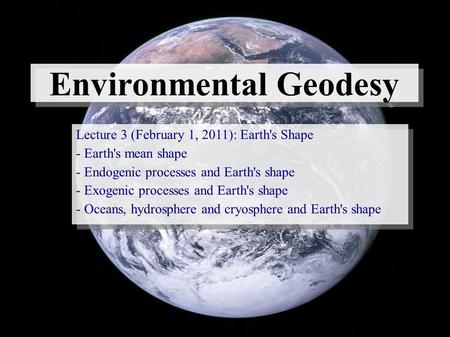 Environmental Geodesy