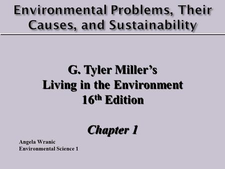 Environmental Problems, Their Causes, and Sustainability