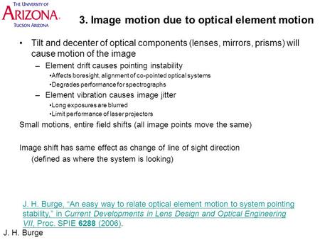 3. Image motion due to optical element motion