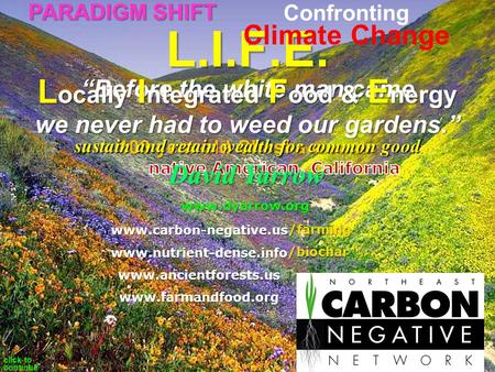 “Before the white man came we never had to weed our gardens.” L ocally I ntegrated F ood & E nergy L.I.F.E. 108-year-old Chaska woman PARADIGM SHIFT David.