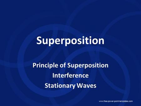 Principle of Superposition Interference Stationary Waves