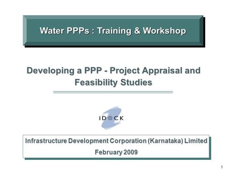 Water PPPs : Training & Workshop