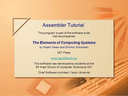 The Elements of Computing Systems