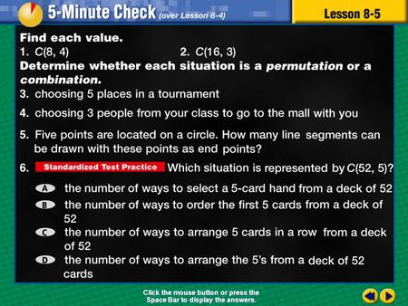 Transparency 5 Click the mouse button or press the Space Bar to display the answers.