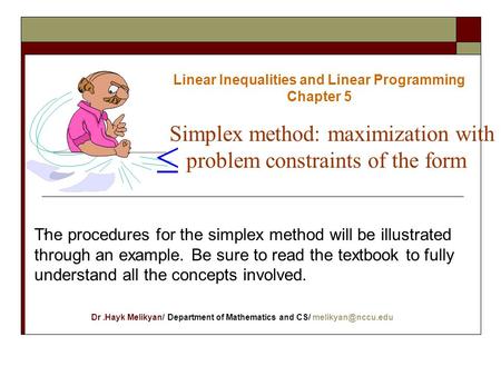 Linear Inequalities and Linear Programming Chapter 5