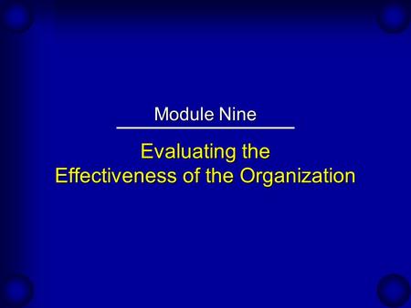 Evaluating the Effectiveness of the Organization