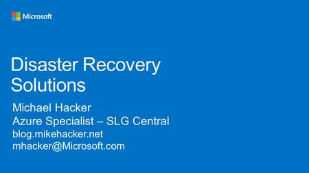 Disaster Recovery Solutions