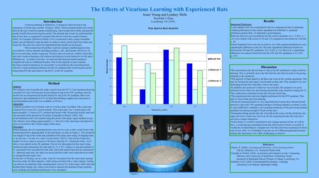 The Effects of Vicarious Learning with Experienced Rats Jessie Young and Lyndsey Wells Randolph College Lynchburg, VA 24503 Introduction Vicarious learning.