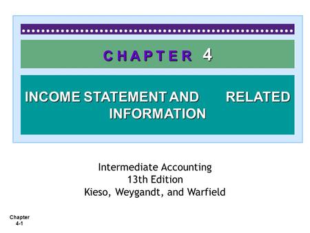 INCOME STATEMENT AND RELATED INFORMATION