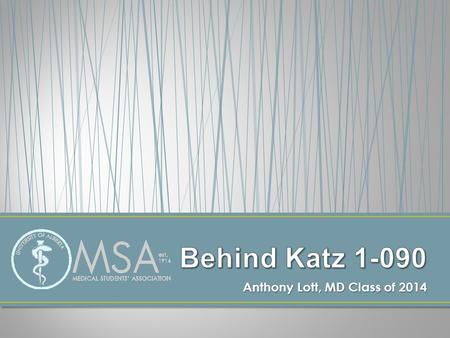 Anthony Lott, MD Class of 2014. Ambiguous and amorphous Student liaison and voice Connector Advocate MSA Executive Well functioning team MSA Council.