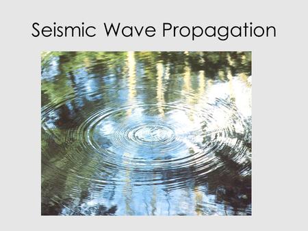 Seismic Wave Propagation