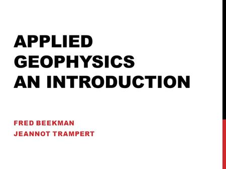 Applied Geophysics An Introduction