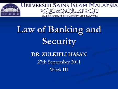 Law of Banking and Security